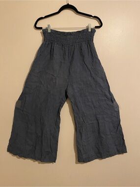 NT By Annette Navy Smocked Waist Wide Leg Pants